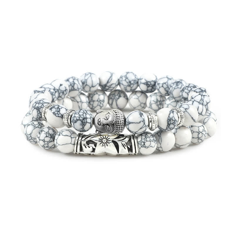 Pulsera de protección de Buda de ágata de cristal Natural, 2 uds., Buddha Stones