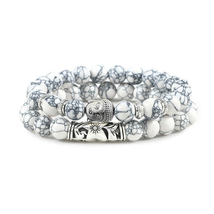Pulsera de protección de Buda de ágata de cristal Natural, 2 uds., Buddha Stones