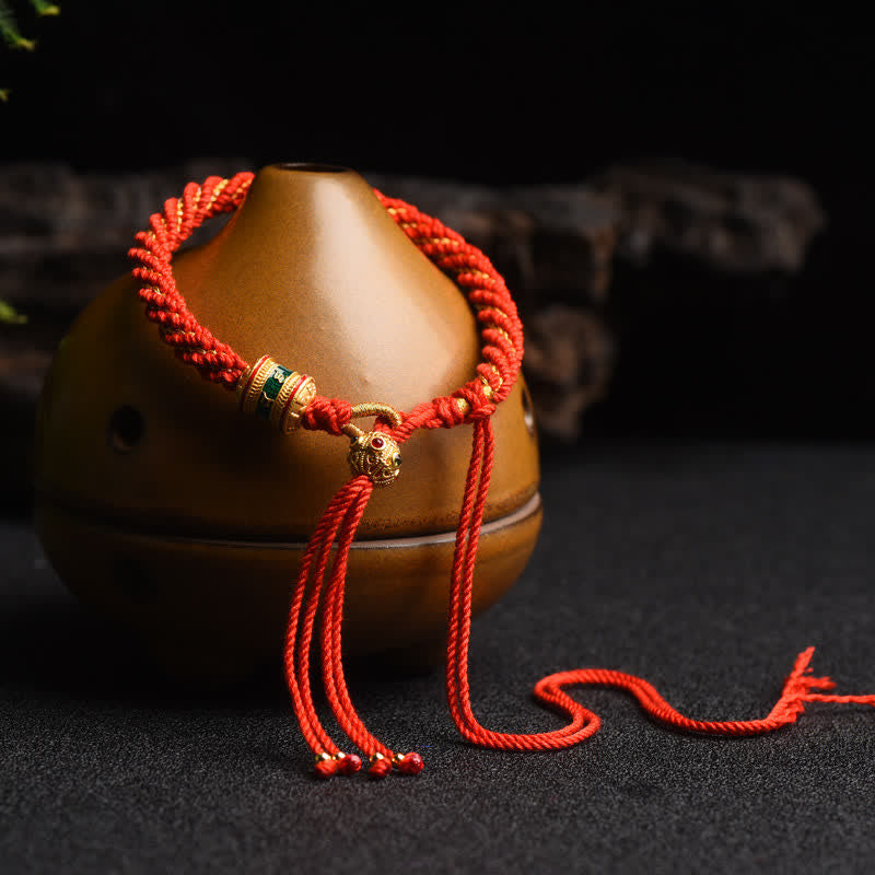 Pulsera de cadena colorida con cuentas de rueda de oración de la suerte hecha a mano tibetana con Buddha Stones