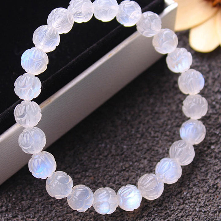Pulsera de amor de loto de piedra lunar natural de Buddha Stones