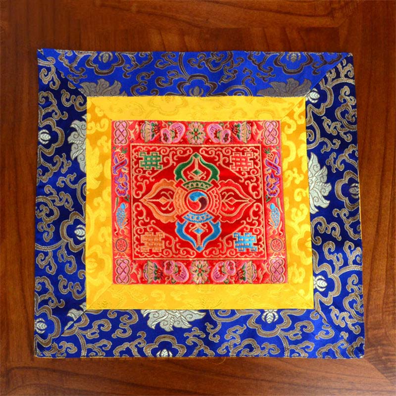 Oración Altar Mat Meditación Fuerza Nudo Sin Fin Vajra Man-Bcu Kalachakra Símbolos Auspiciosos
