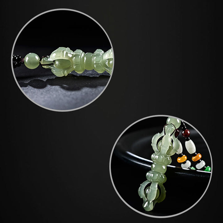 Colgante de collar de éxito grabado Dorje Vajra de Jade blanco de Jade cian hetiano Natural tibetano - image 5