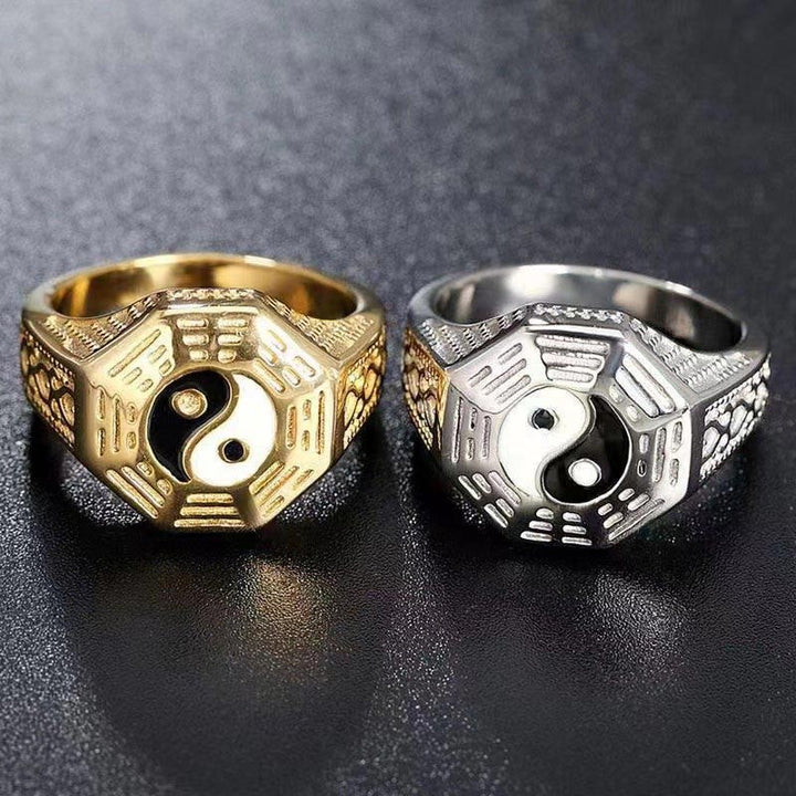 Anillo de la suerte de cobre con símbolo de Yin Yang