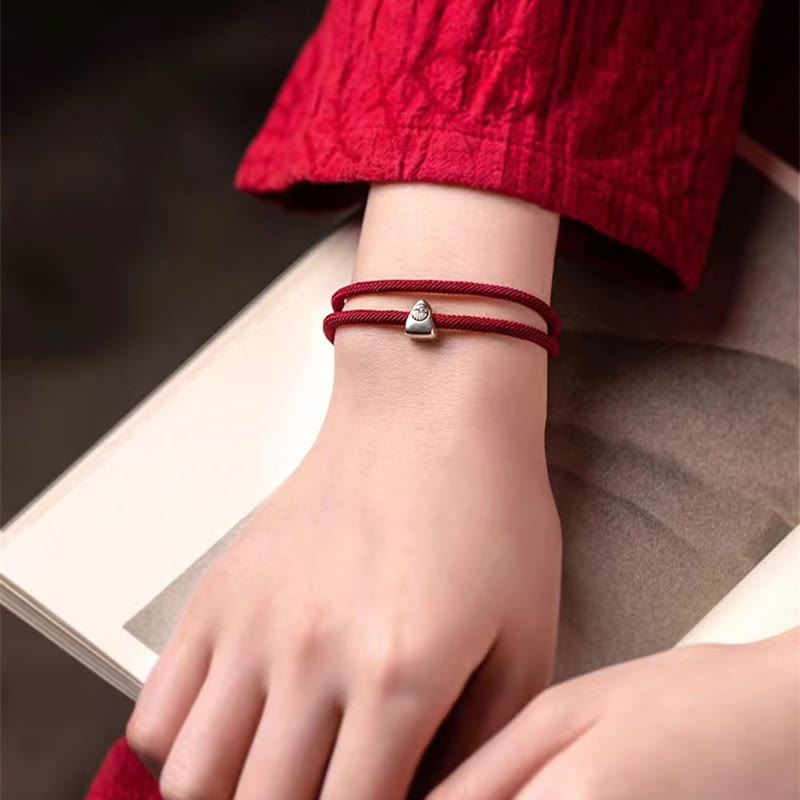Pulsera trenzada hecha a mano con bendición de personaje Fu de plata de ley 925 con Buddha Stones