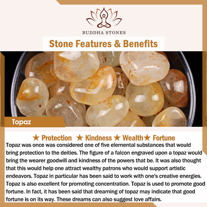 Pulsera de protección de cristal blanco con topacio, citrino y perla natural de Buddha Stones