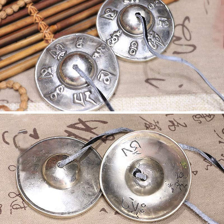 Campana tibetana Tingsha, seis palabras verdaderas, decoración curativa de cobre blanco