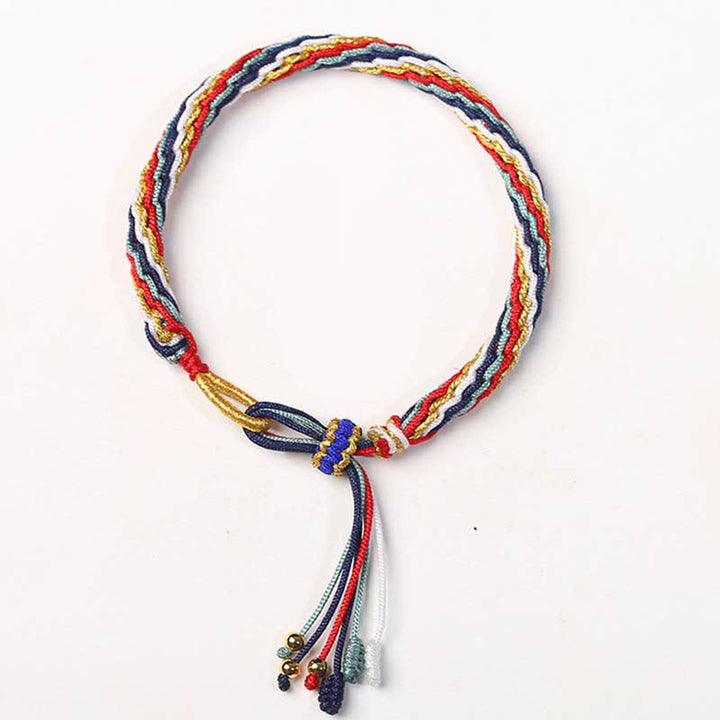 Pulsera trenzada de protección de cuerda de suerte con nudo de reencarnación