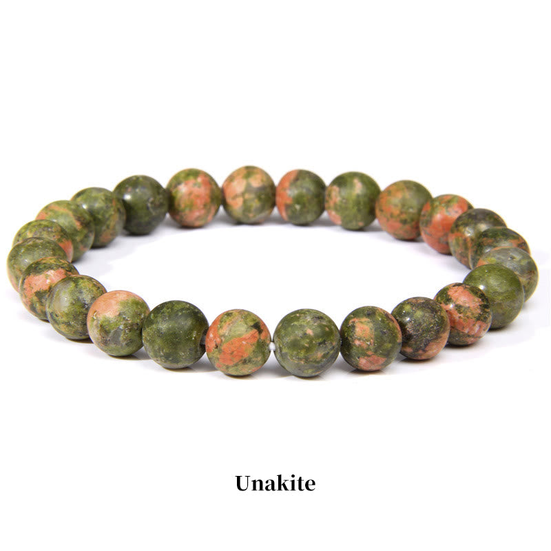 Pulsera de cuentas curativas de cuarzo con piedra natural de piedras de Buddha Stones - 8 mm - Unakita - image 38