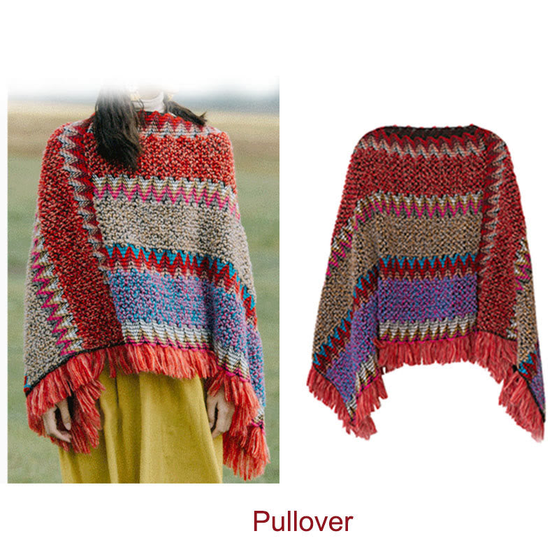 Buddha Stones, capa cálida tejida, bufanda con borlas tibetanas - image 14