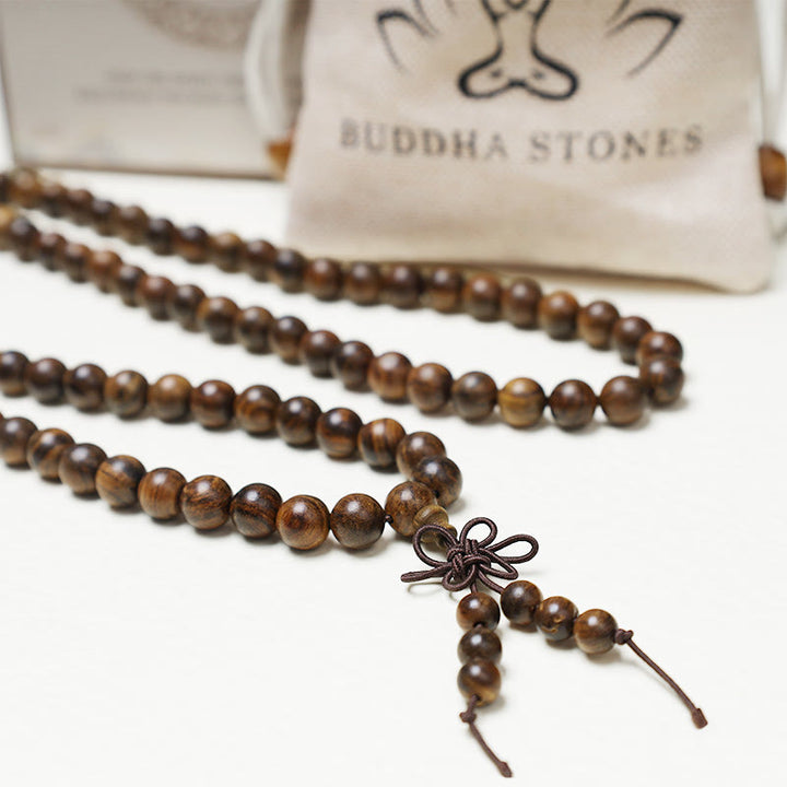 Pulsera de cuentas de Mala con Buddha Stones , 108, oración, meditación, sándalo, elástica