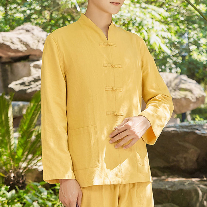 Buddha Stones espiritual Zen práctica Yoga meditación oración ropa algodón lino conjunto de hombres