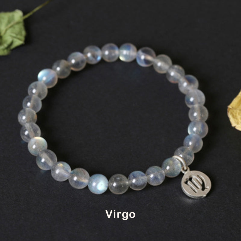 Pulsera con Encanto 12 Constelaciones del Zodíaco Piedra Lunar