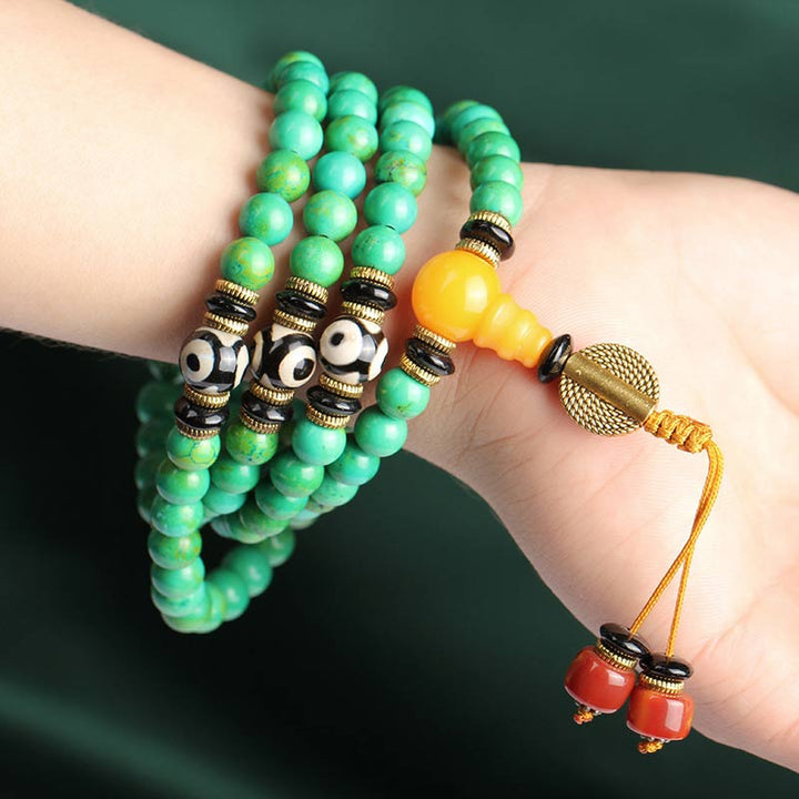 Pulsera Collar Equilibrio Mala Turquesa Tibetana