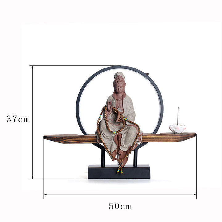 Buddha Stones Buda Avalokitesvara Cerámica Loto Relajación Quemador De Incienso Decoración