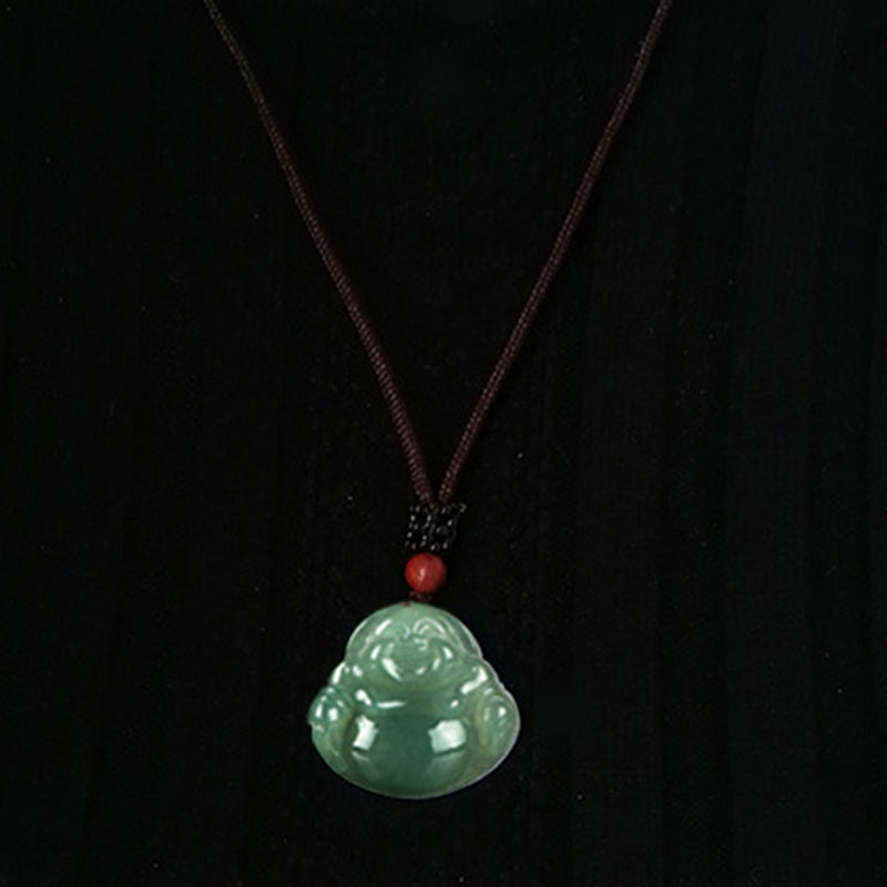 Colgante de collar de cuerda de abundancia de jade de Buda sonriente - image 7