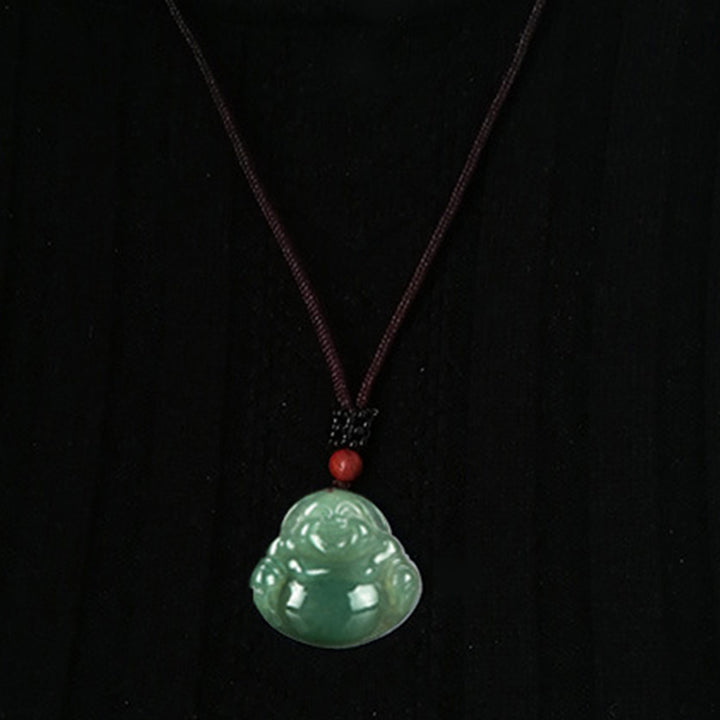 Colgante de collar de cuerda de abundancia de jade de Buda sonriente - image 7