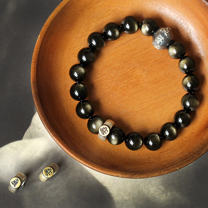 Pulsera de purificación de obsidiana de Buda natal del zodiaco chino de Buddha Stones