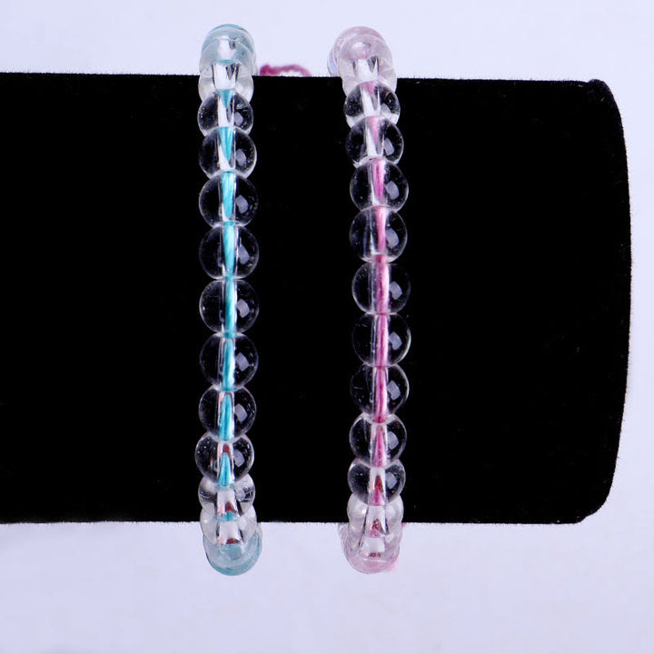 Pulsera ajustable de hilo trenzado con cuentas de vidrio hechas a mano