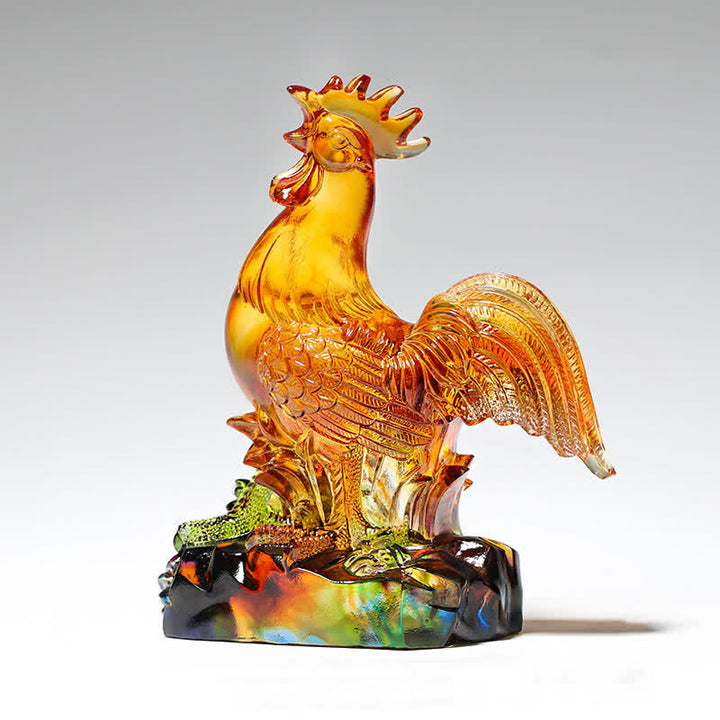 Pieza de arte de gallo de cristal Liuli hecha a mano para decoración del hogar - image 5