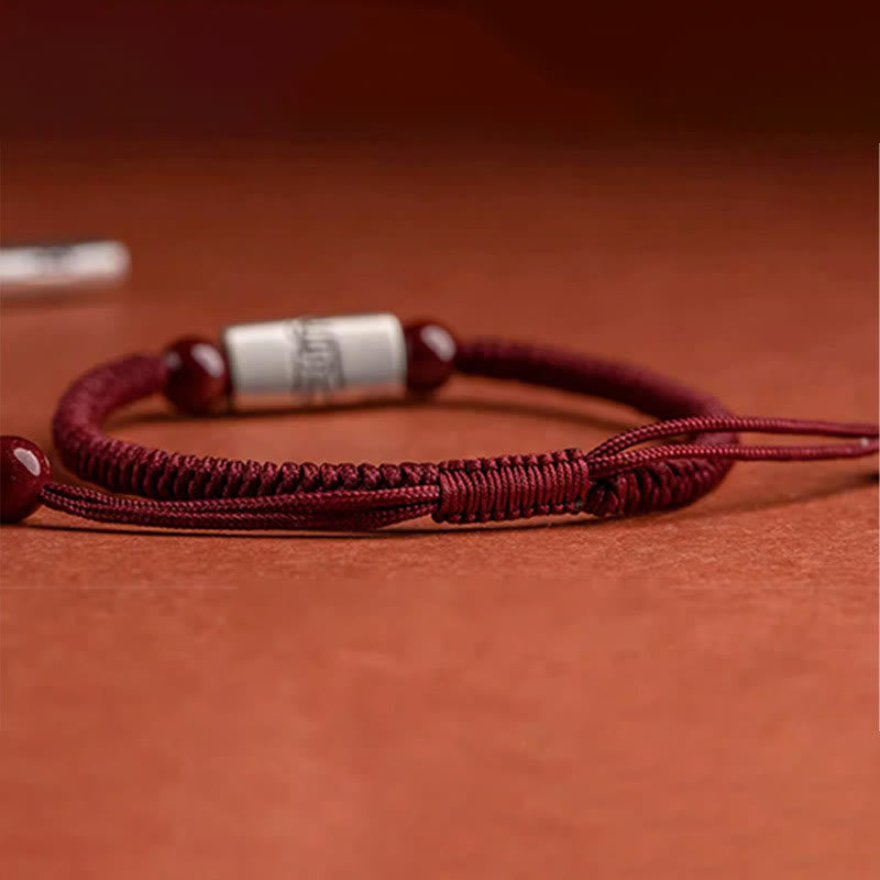 Pulsera de hilo de cinabrio del zodíaco chino de plata de ley 925 con Buddha Stones