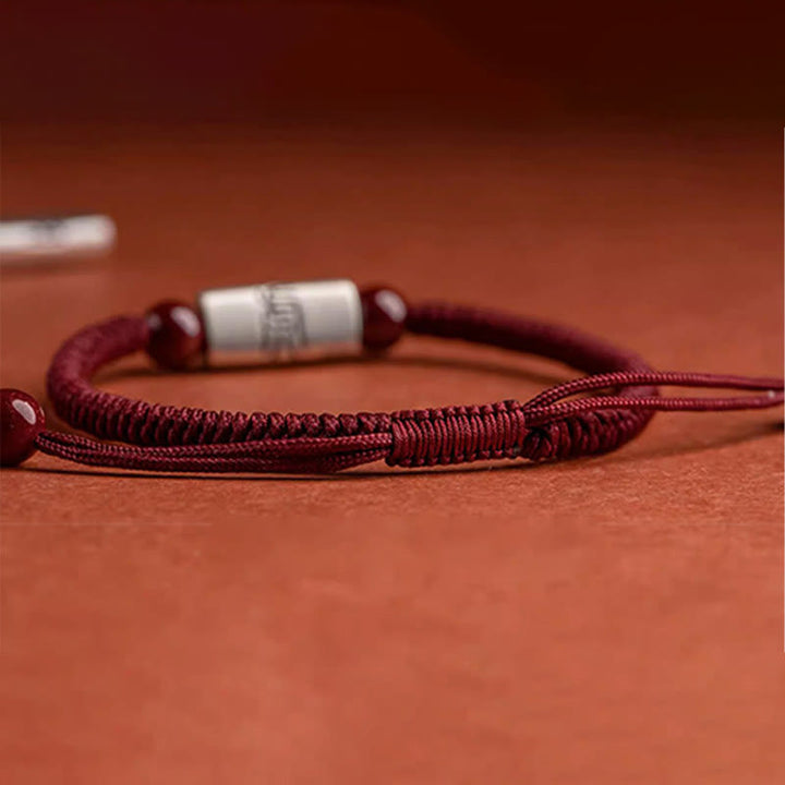 Pulsera de hilo de cinabrio del zodíaco chino de plata de ley 925 con Buddha Stones
