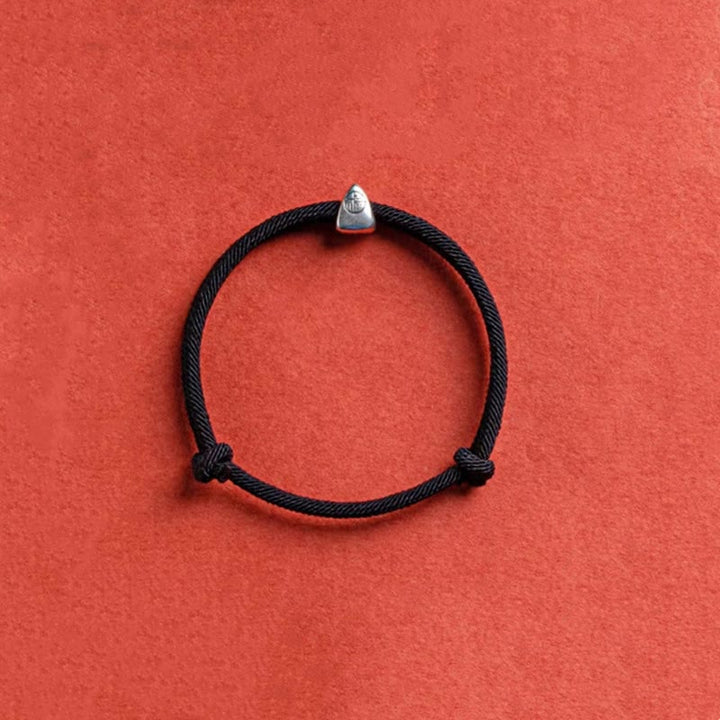 Pulsera trenzada hecha a mano con bendición de personaje Fu de plata de ley 925 con Buddha Stones