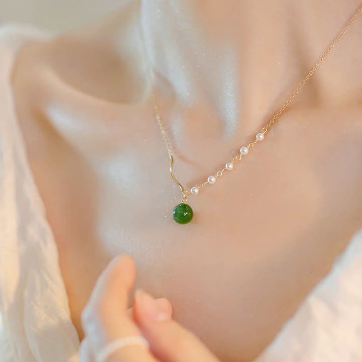 Piedras de BudaColgante de collar de cuentas de suerte de perlas de jade natural de Hetian