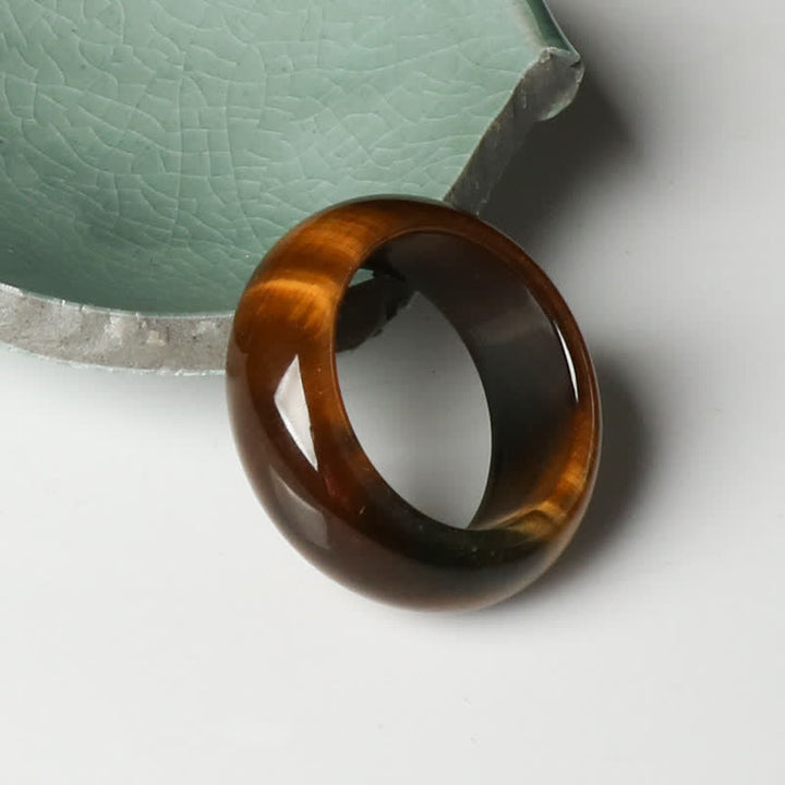Anillo de protección de fuerza de piedra de ojo de tigre de Buddha Stones