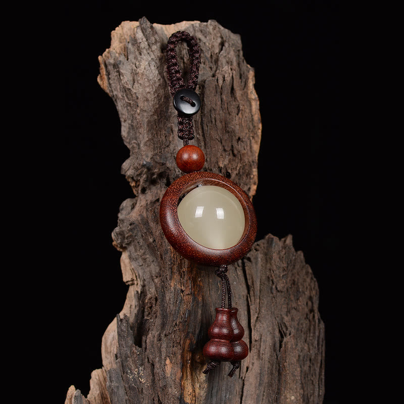 Buddha Stones, sándalo rojo, madera de ébano, sándalo verde, cuentas luminosas de la suerte, calabaza, llavero de la paz