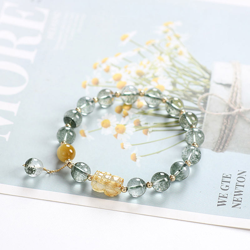 Pulsera de Confianza PiXiu Citrino Fantasma Verde de Buddha Stones