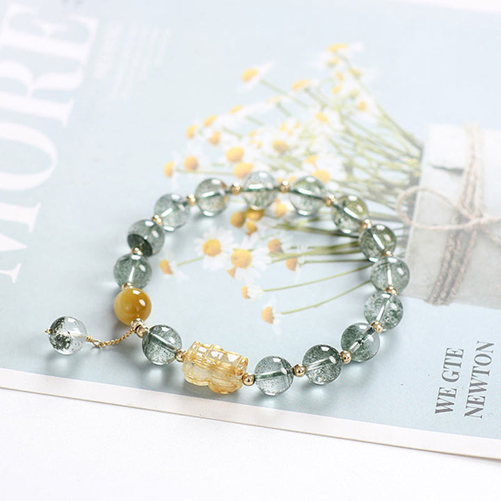 Pulsera de Confianza PiXiu Citrino Fantasma Verde de Buddha Stones