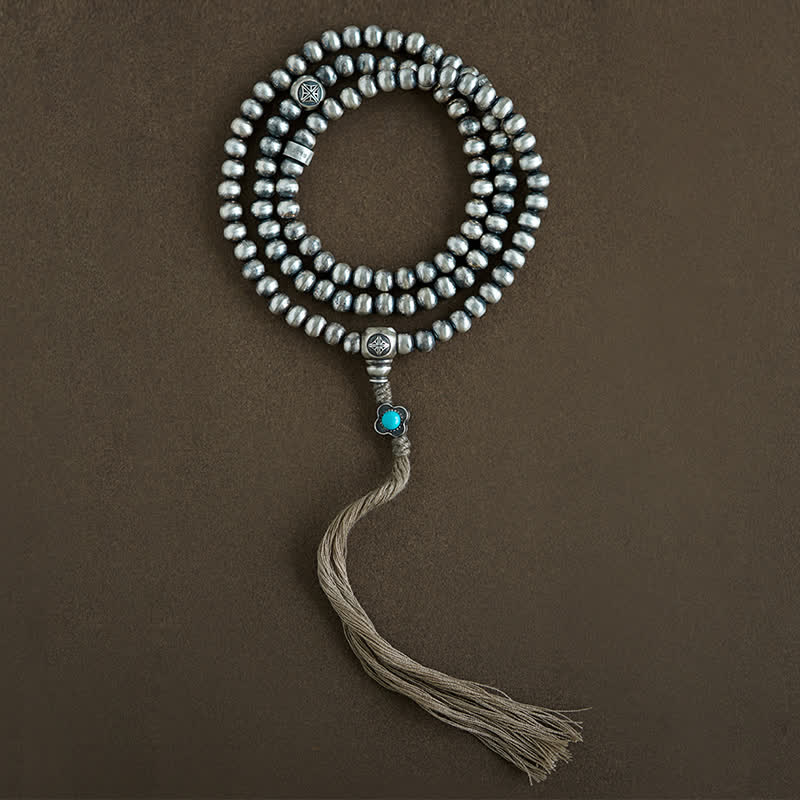 108 cuentas Mala de plata de ley 925, ágata roja, turquesa, pulsera con dijes de confianza