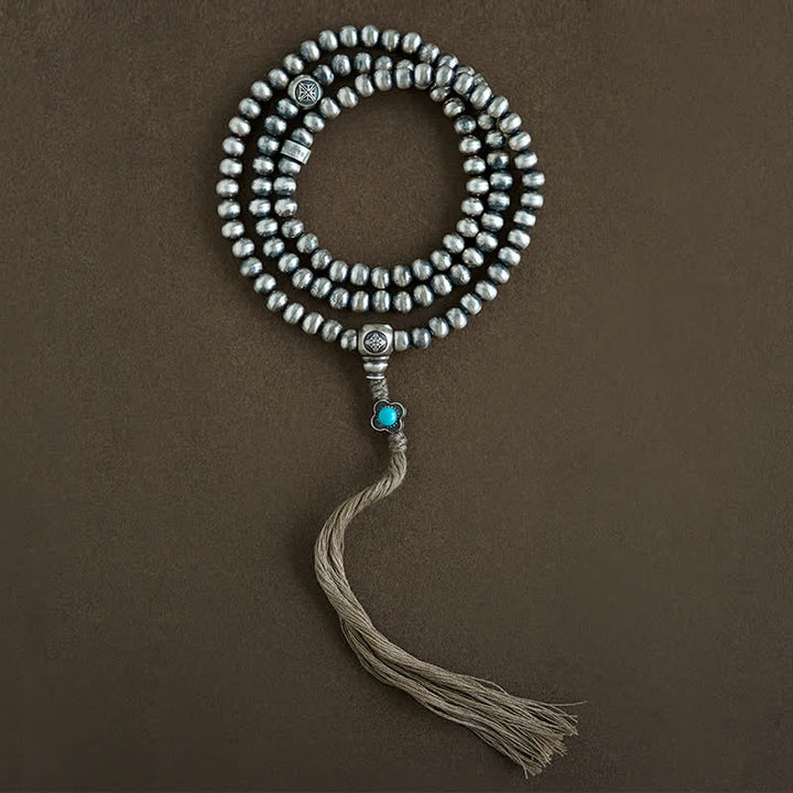 108 cuentas Mala de plata de ley 925, ágata roja, turquesa, pulsera con dijes de confianza