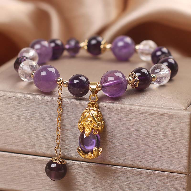 Pulsera curativa PiXiu de amatista natural con Buddha Stones