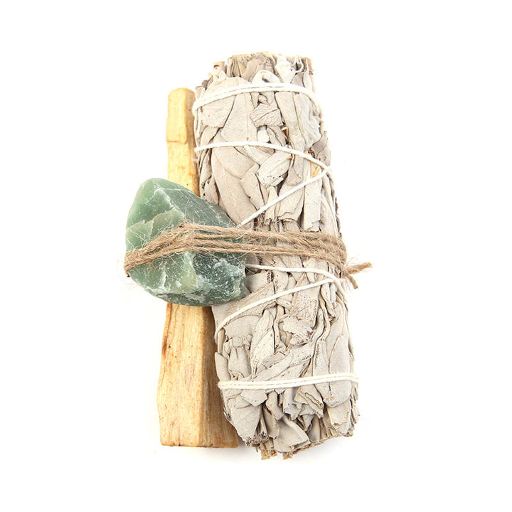 Buddha Stones Natural Palo Santo, amatista, Aventurina verde, cristal, salvia blanca, mancha, purifica, conjunto de Altar, suministros espirituales