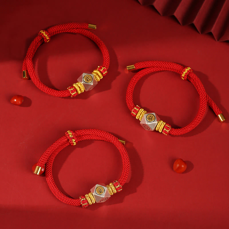 Pulsera para niños hecha a mano con Buddha Stones de plata de ley 999, zodíaco chino, Buda natal, cuerda roja, fuerza de la suerte
