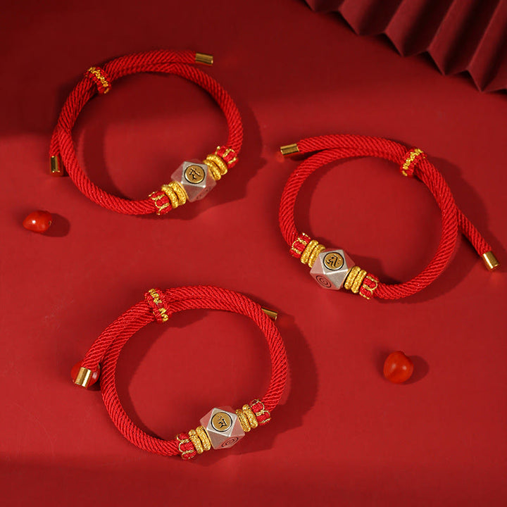 Pulsera para niños hecha a mano con Buddha Stones de plata de ley 999, zodíaco chino, Buda natal, cuerda roja, fuerza de la suerte