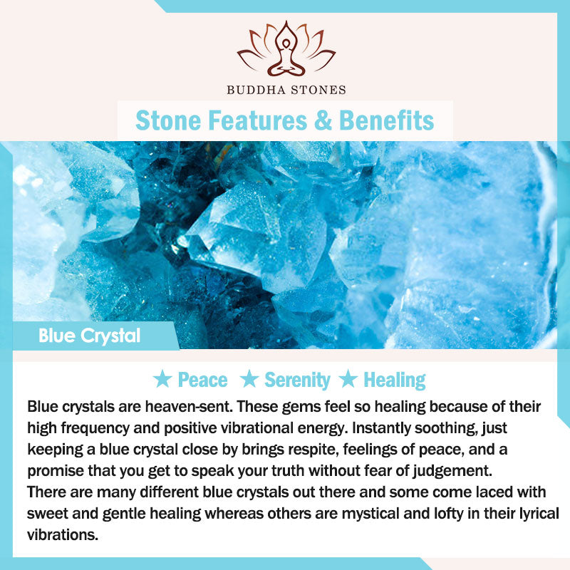 Pulsera curativa de flores de calcedonia, amatista, cristal azul natural, Buddha Stones
