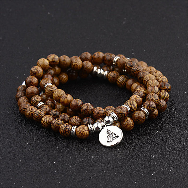 Pulsera de madera con relámpago tibetano de Buddha Stones Mala de Buda de loto