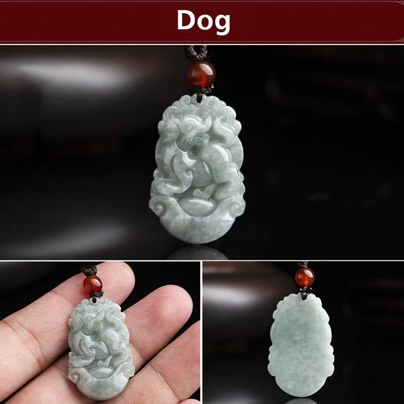 Collar con colgante de éxito del zodiaco chino con Buddha Stones de jade natural 12 - Perro - image 36
