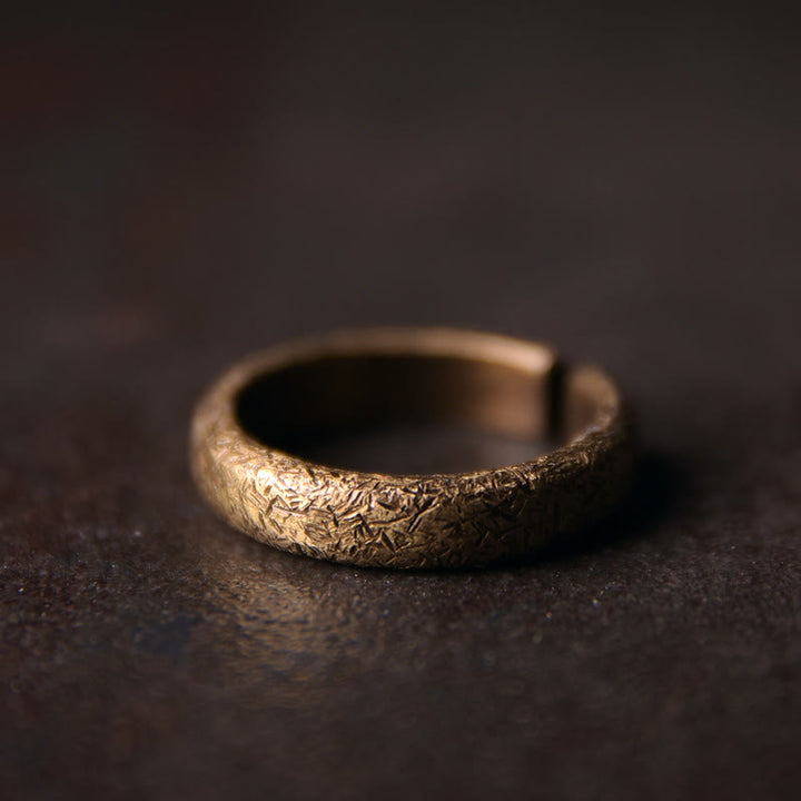 Anillo de pareja de suerte de cobre con diseño de textura vintage tibetano