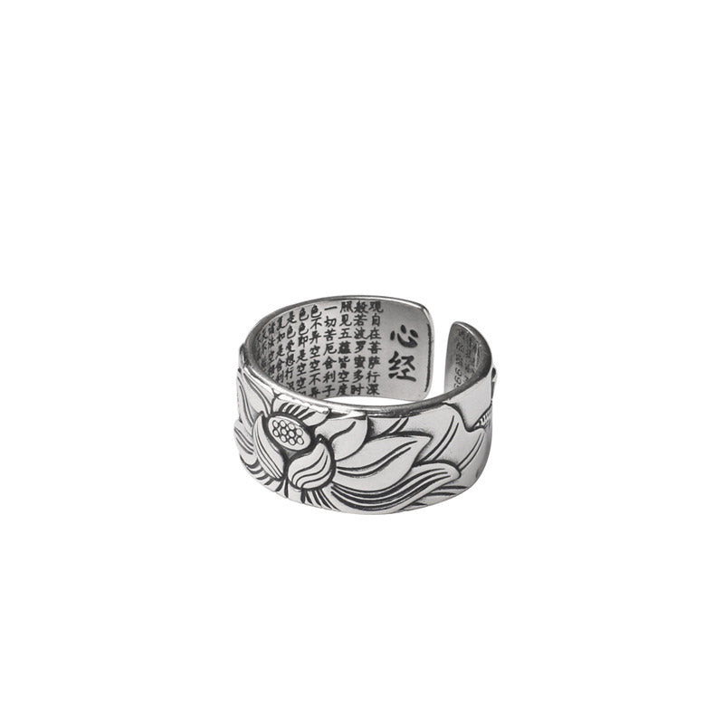 Anillo de iluminación de cobre blanco de loto tibetano con Buddha Stones