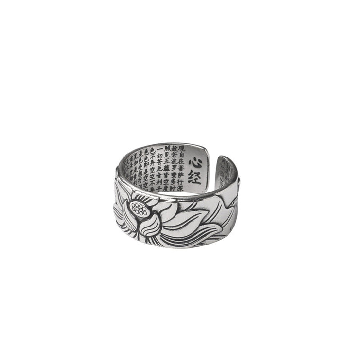 Anillo de iluminación de cobre blanco de loto tibetano con Buddha Stones