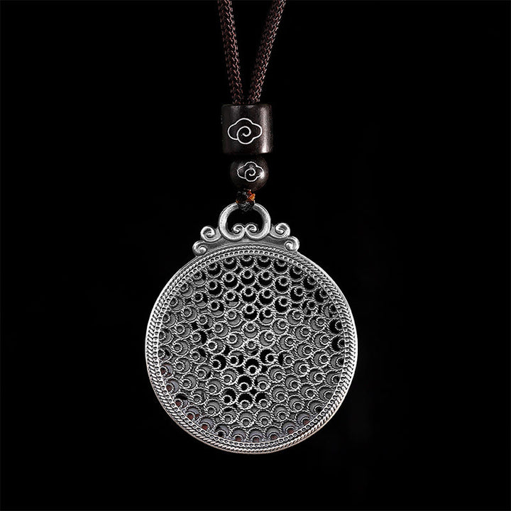 Collar con colgante de plata de ley 990 con Buddha Stones , diseño de fénix y protección de la suerte