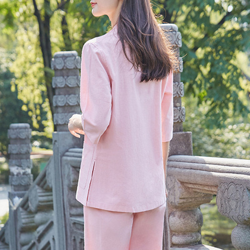 Conjunto de ropa de lino y algodón para mujer, uniforme de oración, meditación, Yoga, práctica Zen espiritual , Buddha Stones - image 5