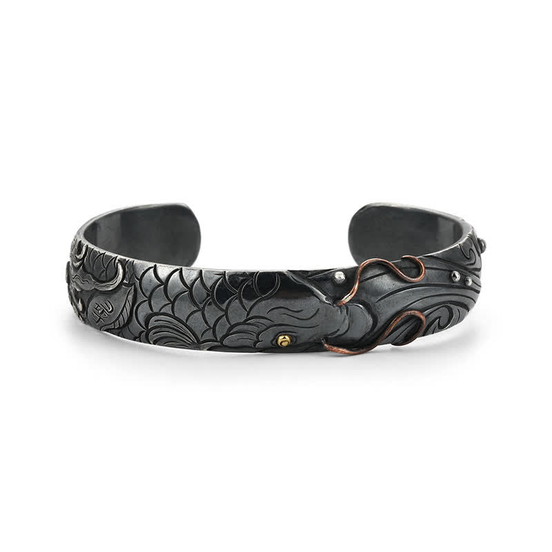 Brazalete de plata de ley 999, oro 990, pez Koi, suerte, riqueza, éxito