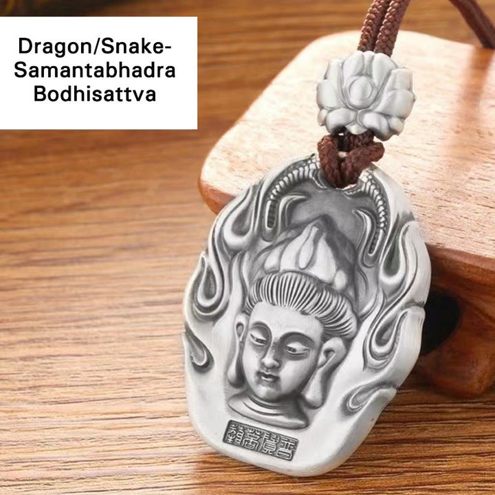 Buddha Stones del zodiaco chino, Buda natal Om Mani Padme Hum, colgante de collar de compasión de loto - Dragón/Serpiente-Samantabhadra Bodhisattva - image 14