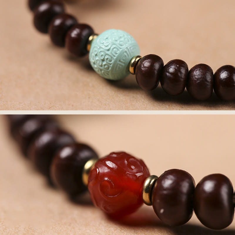 Buddha Stones Natural Tíbet Púrpura Bodhi Semilla Dzi Cuenta Dios de la Riqueza Pulsera de Sabiduría