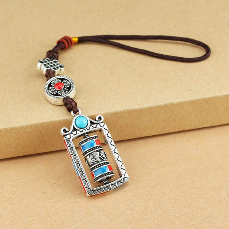 Seis palabras verdaderas rueda de oración rotación nudo bendición llavero decoración