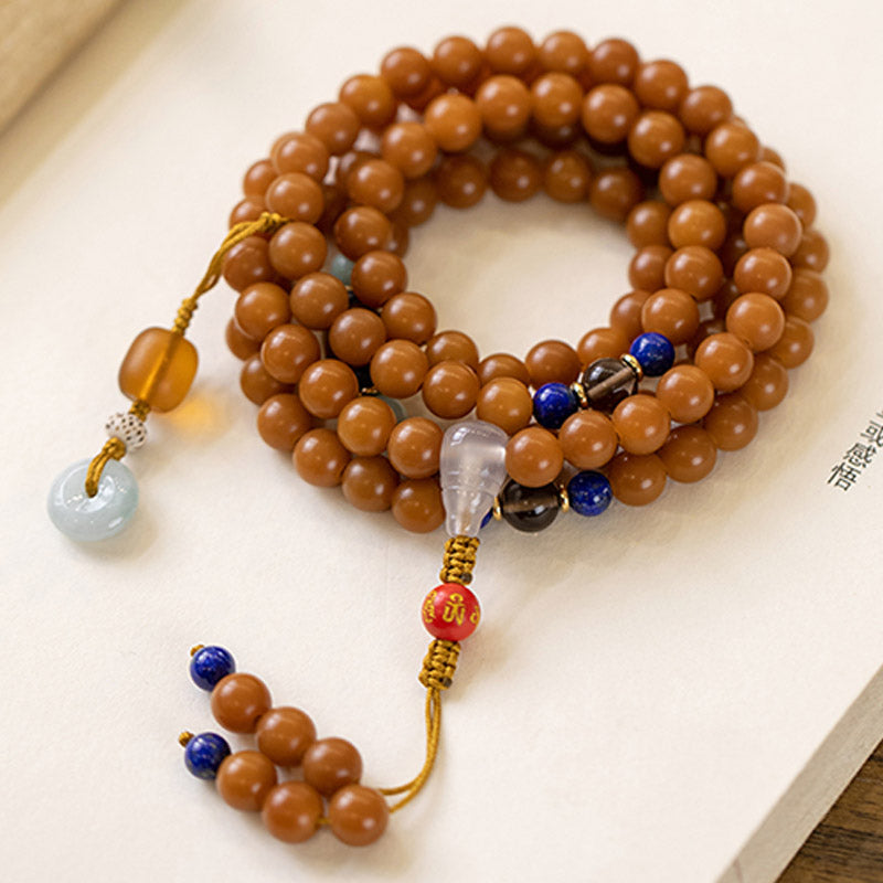 Pulsera de meditación con bendición de semillas Bodhi, 108 cuentas, Mala